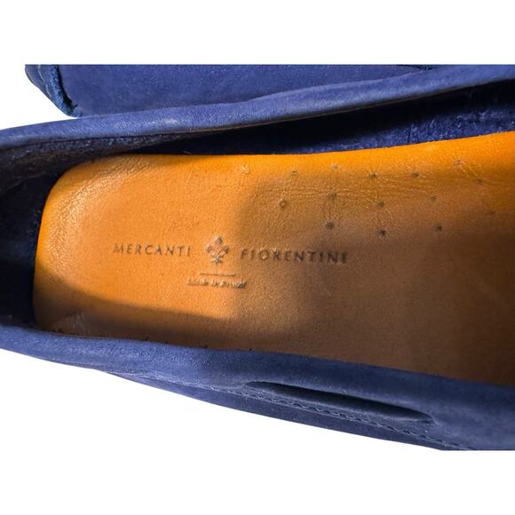 Mercanti Fiorentini Mens 7 B Blue Suede Leather Driving Loafers Slip On Italian - Picture 4 of 13